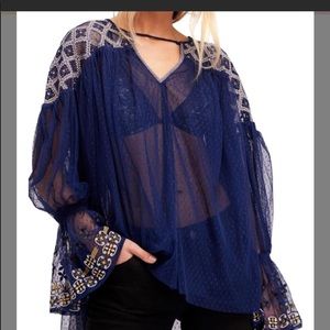 Free People Joyride Embroidered blouse